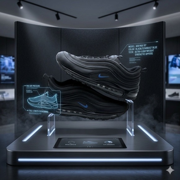 Nike Other - Nike Air Max 97 Black University Blue - DZ4505-001 - Size 10.5 Mens - Authentic